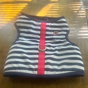 Striped Pet Harness with Red Accent